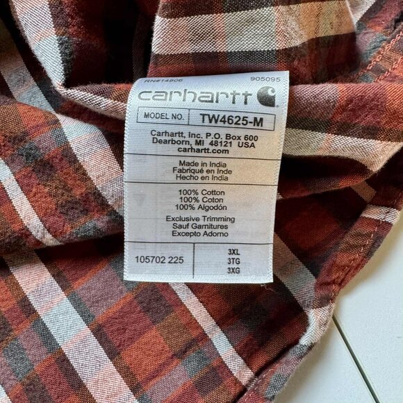 Carhartt Loose Fit Plaid Short Sleeve Shirt 3XL | 100% Cotton Workwear - Picture 6 of 8
